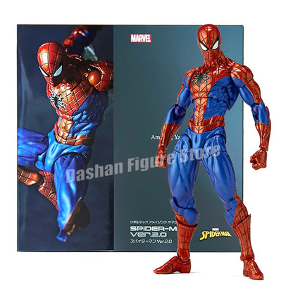 Revoltech Spiderman Figura Amazing Yamaguchi No.002 Homem-Aranha Boneco de Ação Modelo de Coleção Peter Parker Figuras Articuladas Brinquedos
