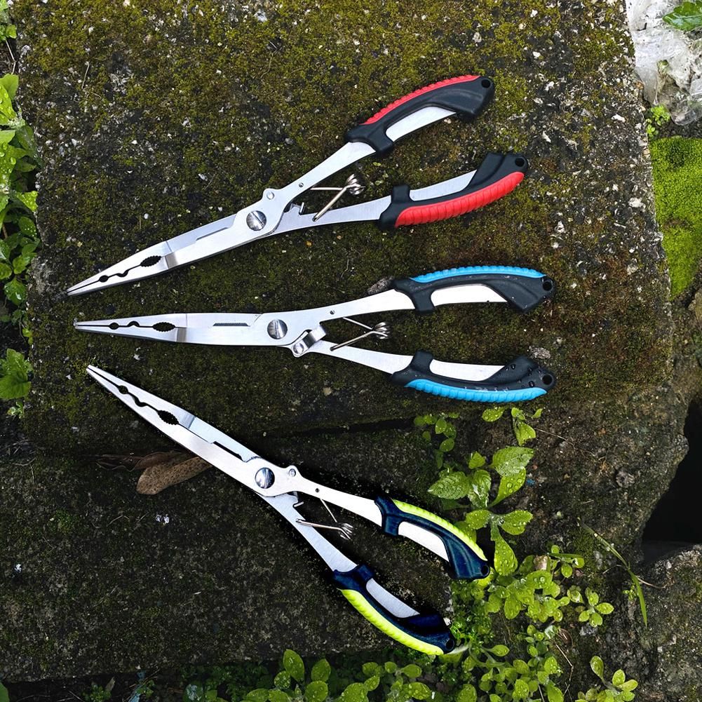 Alicate Luya Multifuncional de Aço Inoxidável Alicate de Pesca Acessórios de Pesca Alicate de Boca de Peixe Gancho Com Cabo de Borracha