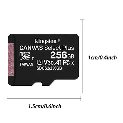 Cartão de Memória Kingston Até 200MB/S Micro SD TF 64GB 256GB 128GB 512GB 1TB Velocidade de Leitura Classe 10 U1 V30 A1 Flash para Eletrônicos