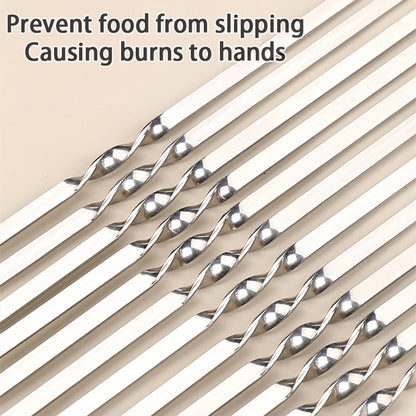 10/15Pcs Stainless Steel Barbecue Skewer Reusable BBQ Skewers Kebab Iron Stick For Outdoor Camping Picnic Tools Cooking Tools