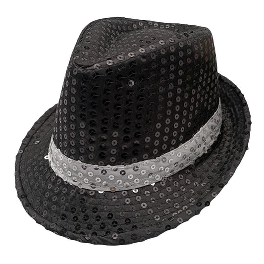 Men Women Jazz Hat Sequins Decorated Stage Dance Performance Cap Party Holiday Hat