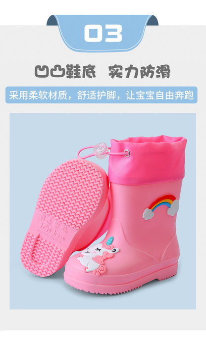 Summer children buckle rain shoes girls fashion beautiful water shoes thick soles non-slip rain boots