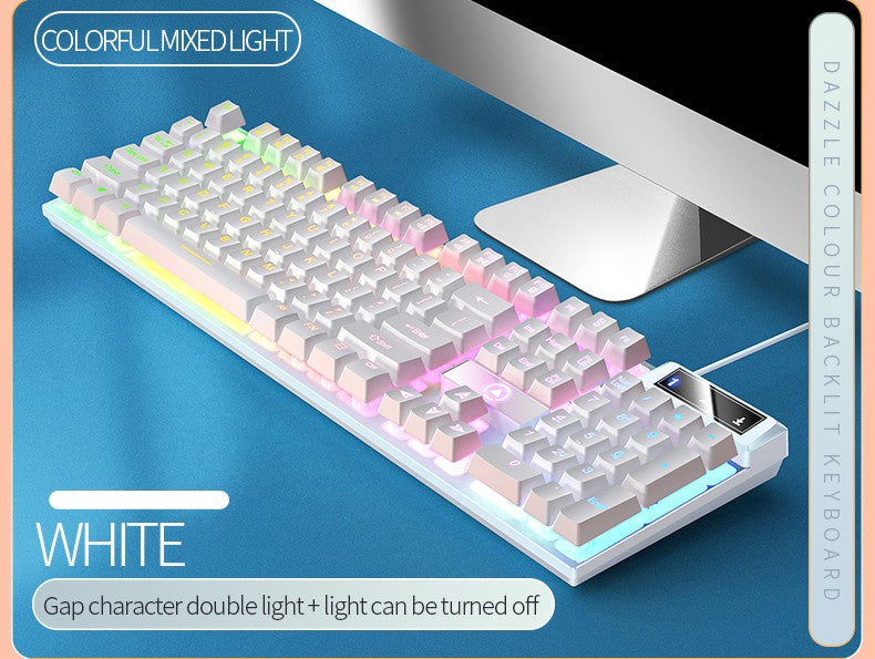 Teclado YINDIAO Gamer com Fio para Laptop Desktops PC Acessórios de Escritório Teclados Gamer de Perfil Baixo com Teclado Numérico