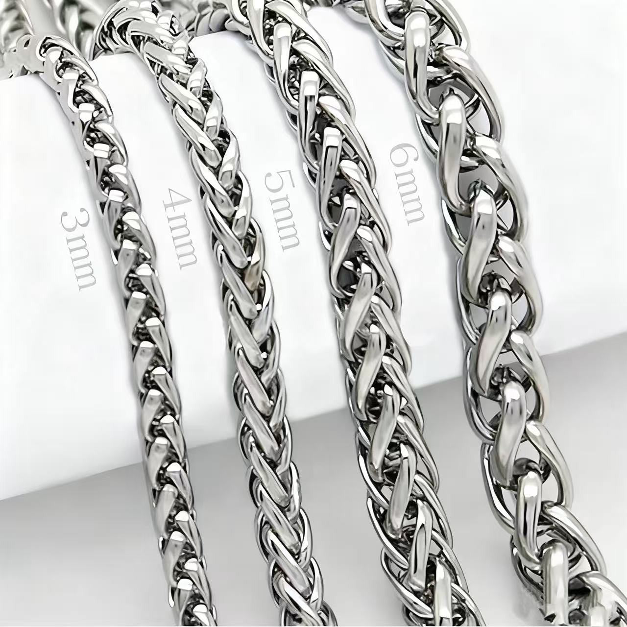 COLAR HNSP DE AÇO INOXIDÁVEL PRATA TORCIDO TIPO CORDÃO PARA HOMENS Mulheres HIP HOP PUNK Acessórios de Joias 3/4/5/6/8MM de Espessura