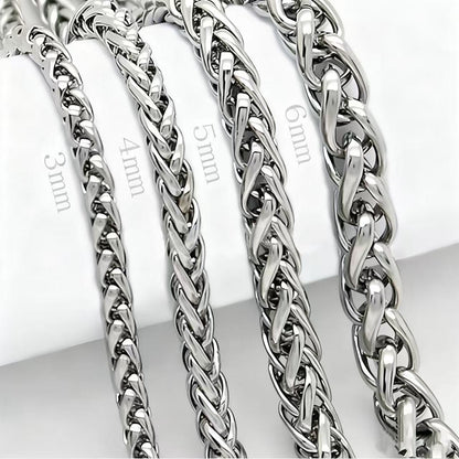 COLAR HNSP DE AÇO INOXIDÁVEL PRATA TORCIDO TIPO CORDÃO PARA HOMENS Mulheres HIP HOP PUNK Acessórios de Joias 3/4/5/6/8MM de Espessura