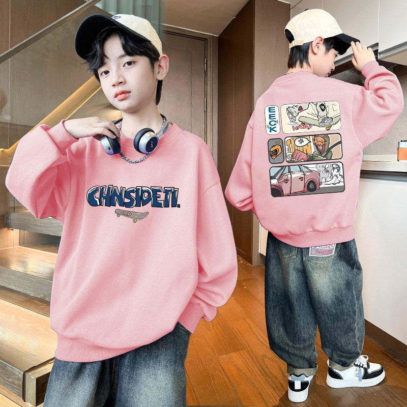 Autumn Baby Boy Clothes Street Graffiti Print Casual Sports Sweatshirts Long Sleeve Children Top Korean Children's Clothes 2025