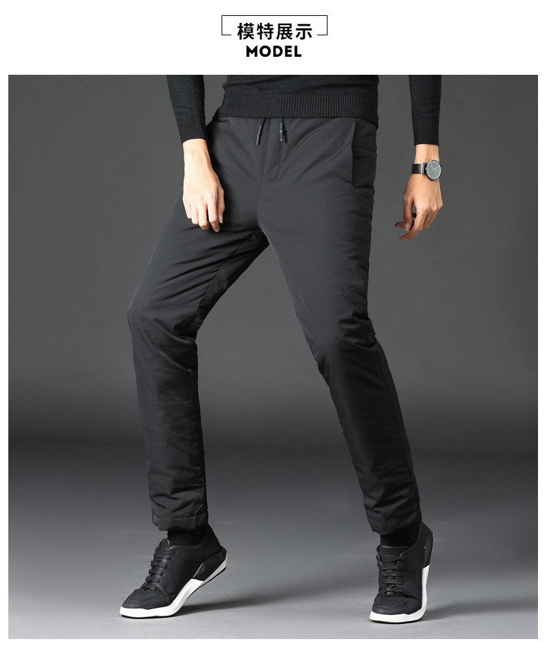 Quality Duck Down Pants for Men Thickened High Waist Loose Fit Warm Winter Trousers calça masculina moletom masculino PT-581