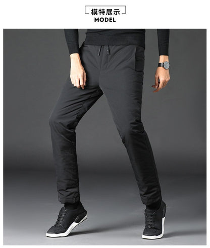 Quality Duck Down Pants for Men Thickened High Waist Loose Fit Warm Winter Trousers calça masculina moletom masculino PT-581