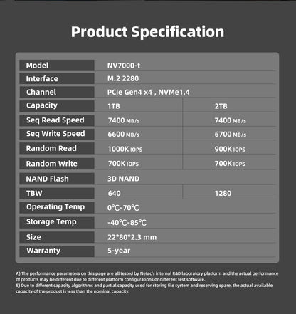 Netac SSD NVMe M.2 1TB 2TB 4TB M2 2280 PCIe 4.0x4 SSD PS5 Disco Rígido Interno de Estado Sólido para Notebook Desktop