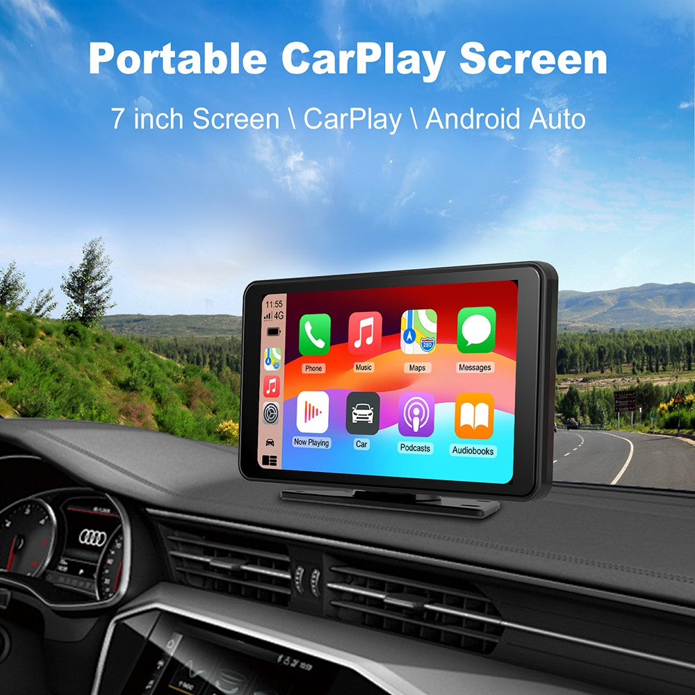 Wireless CarPlay Screen for Car 7" HD Portable Stereo Touchscreen For Apple CarPlay & Android Auto CarPlay Screen with Backup