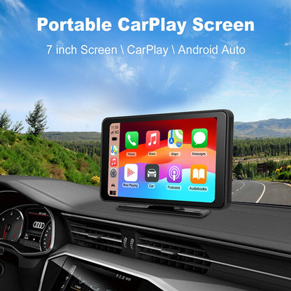 Wireless CarPlay Screen for Car 7" HD Portable Stereo Touchscreen For Apple CarPlay & Android Auto CarPlay Screen with Backup