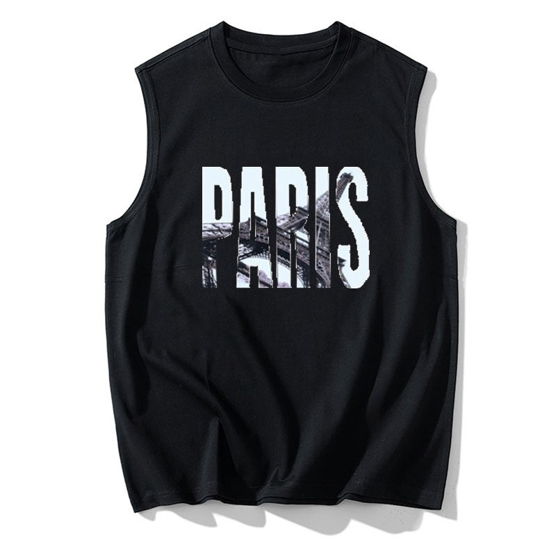 Men's Plus Size Vest Shirt 110-200KG Gym Workout Tummy Control Compression Tank Top Black Print Sleeveless Tee Fat Male Clothing