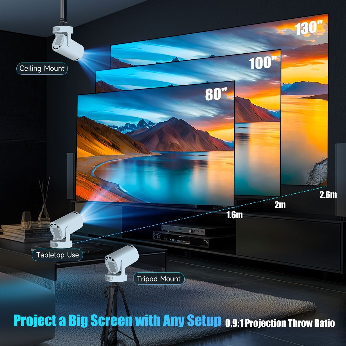 Projetor Magcubic 8K HY300 Pro+ com alto-falante embutido de 5W, 1280*720P, Android 14, 8000 Lumens, Wifi6, BT5.4, Portátil para uso Externo