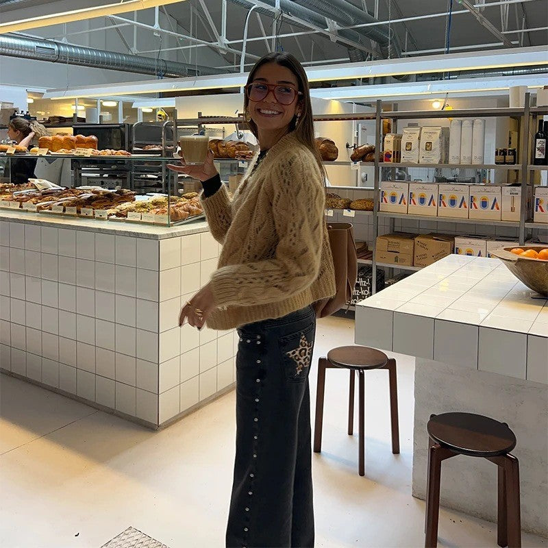 ONE DILEMMA Five-Pointed Star Print High Waited Jeans New Street Harajuku Baggy Jeans Women Clothing Casual Straight Denim Pants