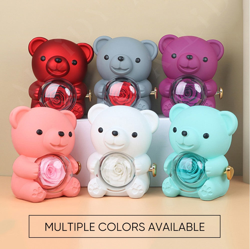 2025 Hot Eternal Rose Teddy Bear Gift Box with Custom Necklace Jewelry Set Valentine's Birthday Holiday Gift Back School Gift
