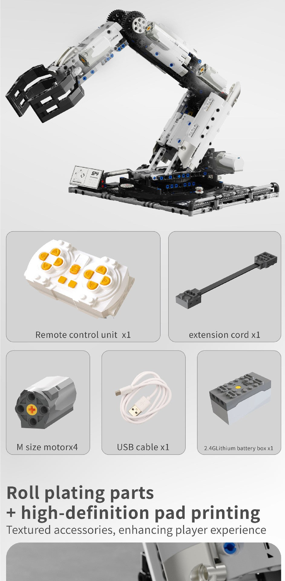 Brinquedo de Controle Remoto Programável com Blocos de Construção de Braço Robótico STEM Aprendizagem Cultivo do interesse em engenharia mecânica