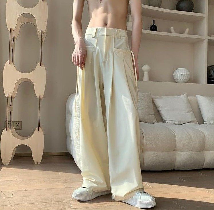 Calças Masculinas Largas de Terno Perna Larga Reta Estilosa Coreana Avaliações Muitas Calças Masculinas de Verão Roupas Oferta 2025 Moda Calças Sociais
