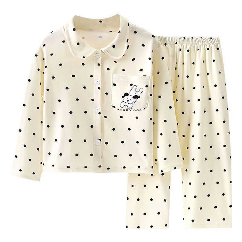 2025 Autumn New Kids Pajama Set Boys Cardigan and Girls Long Pants Homewear Baby and Children Clothing