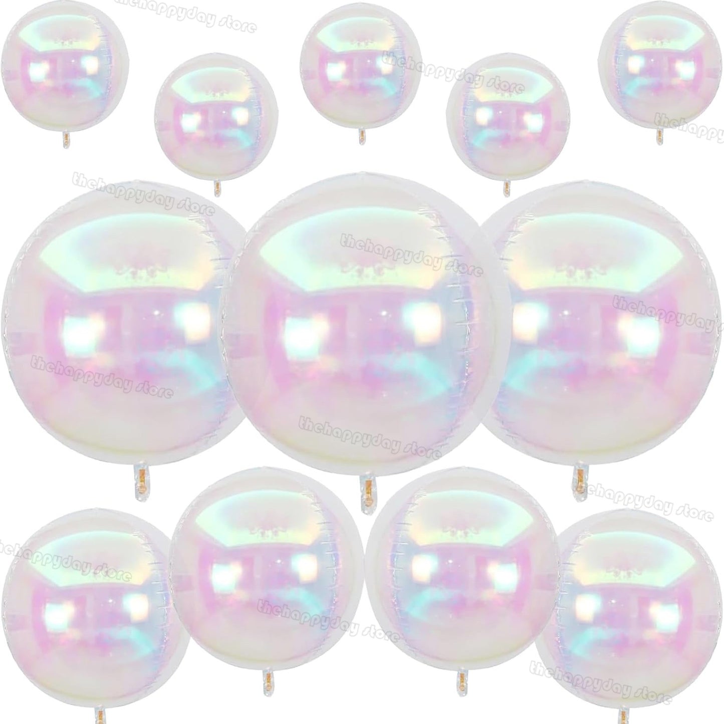 12Pcs Iridescent 4D Round Foil Balloons 22/12/10IN Holographic 4D Foil Balloons Helium Air Globos Mermaid Birthday Wedding Decor