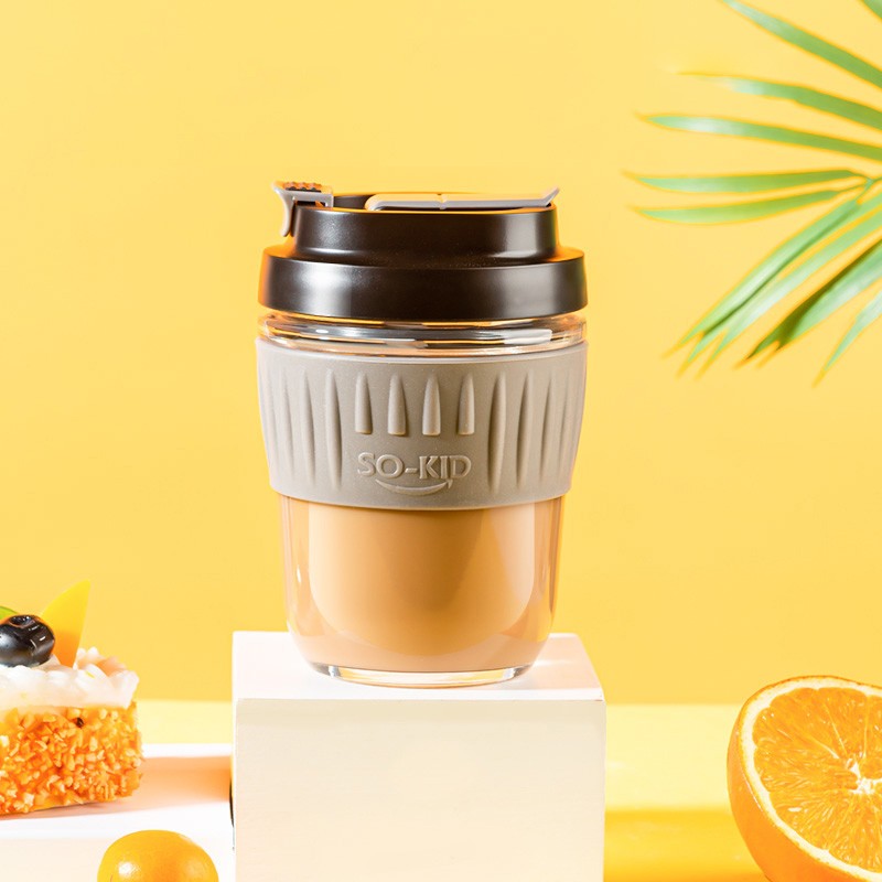 Copo de Vidro GIANXI com Tampa e Canudo Copo de Chá Transparente Portátil à Prova de Vazamentos para Suco Leite Café Utensílios de Cozinha