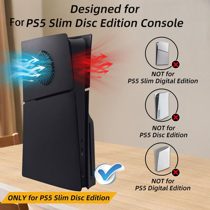 Face Plates for PS5 Slim Disc Edition Only, Anti-Scratch Replacement Panels Cover Plates Shell Case with Cooling Vent,Black