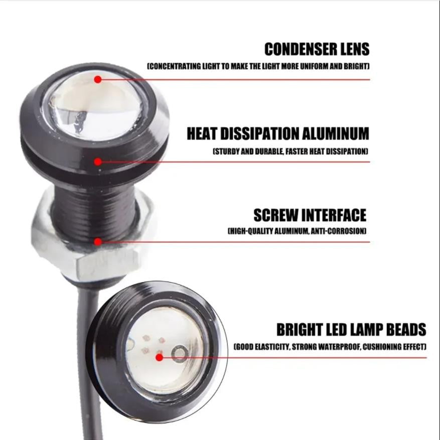 2-10 PCS 23mm 18mm Car Eagle Eye Light DRL LED Daytime Running Lights 12V Motorcycle COB Beads Backup Signal Lamps