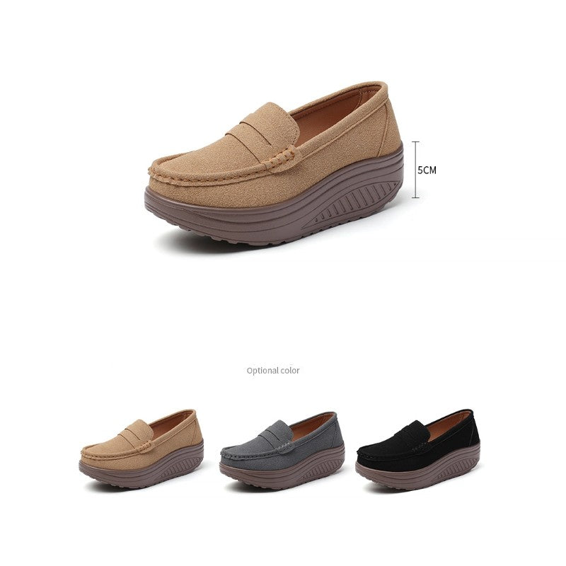 Ngouxm Women Flat Platform Loafers Ladies Elegant Suede Leather Moccasins Shoes Woman Slip On Moccasin Women's Casual Shoes