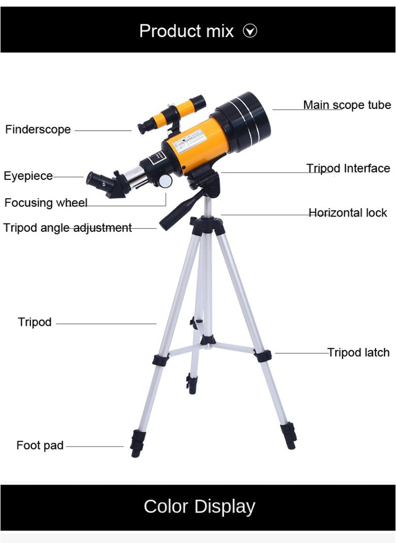 Professional Astronomical Telescope F30070 Monocular 150 Times Zoom HD Night Vision  View Moon Star  AZM70300 Stargazing