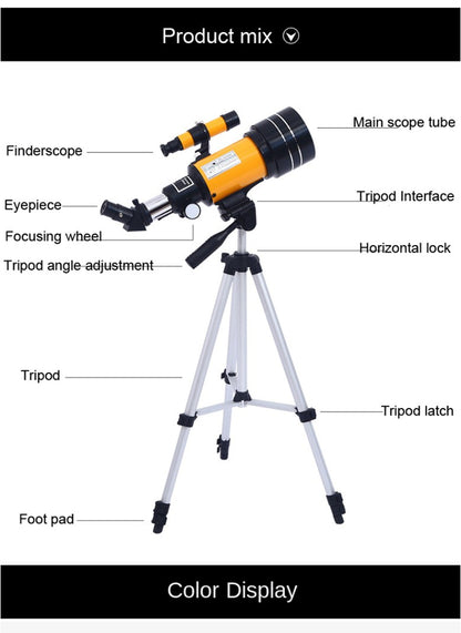 Professional Astronomical Telescope F30070 Monocular 150 Times Zoom HD Night Vision  View Moon Star  AZM70300 Stargazing