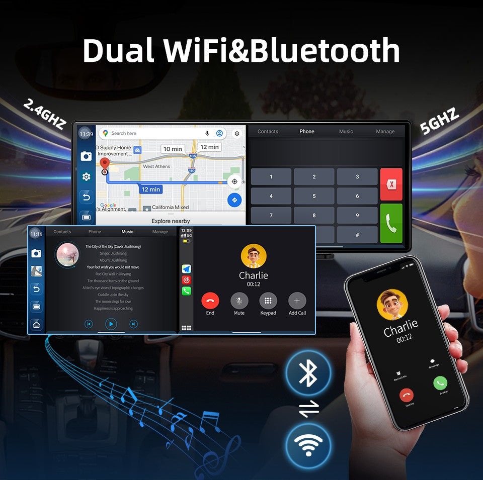 W60 11.3'' 8 Núcleos Android 14 6+128GB Player Multimídia Carplay&Android Auto WiFi 5G Google Play Youtube Netflix Atualização OTA
