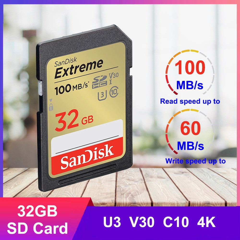 Cartão SD SanDisk 32 GB SDHC 64 GB 128 GB 256 GB Cartão SDXC Cartões de memória C10 Velocidade de leitura de até 200 MB/s U3 V30 Cartões Flash 4K UHD para Câmera