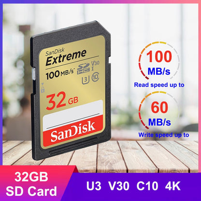 Cartão SD SanDisk 32 GB SDHC 64 GB 128 GB 256 GB Cartão SDXC Cartões de memória C10 Velocidade de leitura de até 200 MB/s U3 V30 Cartões Flash 4K UHD para Câmera
