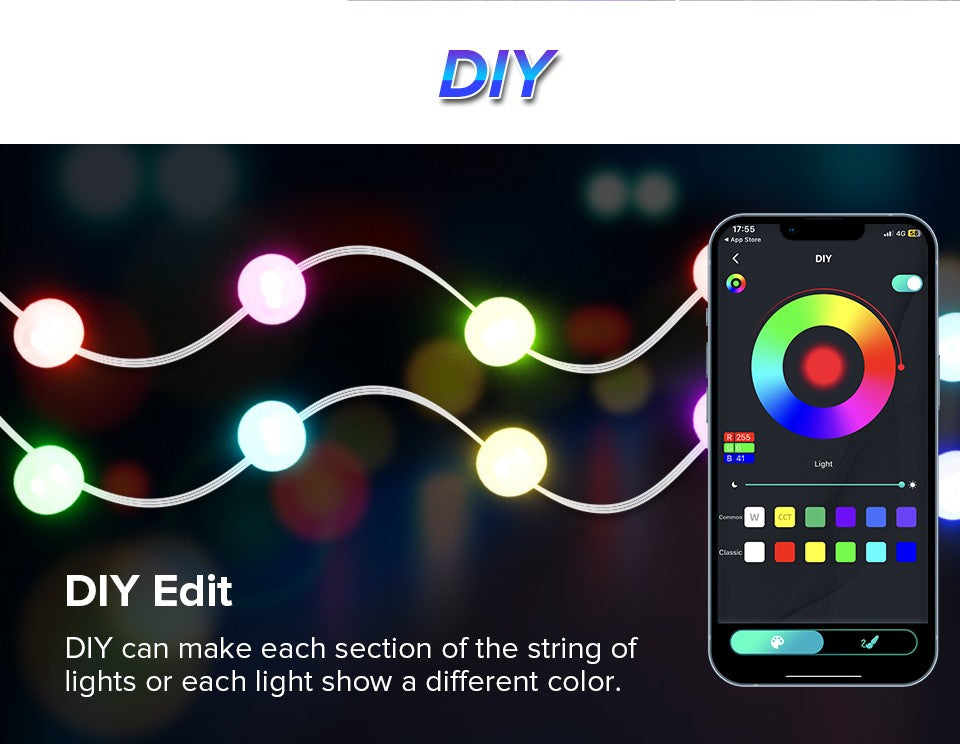 USB Christmas Lights String 5m 10m Bluetooth Music APP Remote DC5V WS2812B Party Wedding Garden Backyard Star Rugby Strawberries