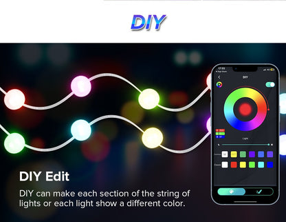 USB Christmas Lights String 5m 10m Bluetooth Music APP Remote DC5V WS2812B Party Wedding Garden Backyard Star Rugby Strawberries