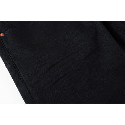 The Best Seller American High Street Men's Distressed Blank Black Stretch Skinny Button Fly Ripped Jeans Pants