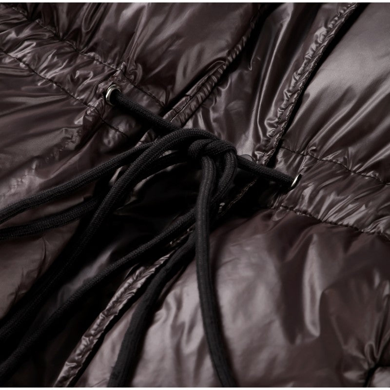 Glossy Shiny Women 's Down Jackets Vintage Hooded Zipper Puffer Full Sleeve Jackets For Woman 2025 Woman Winter Coats Outwears