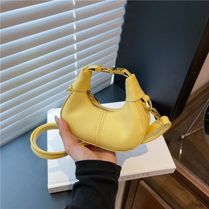 Simple Y2K Pu Leather Handbag Solid Color Minimalist Style Crossbody Bag Coin Purses Half-moon Crescent Bag Ladies