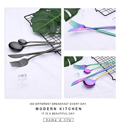 6Set/30Pcs Pink Silver Dinnerware Set Stainless Steel Knife Ckae Fork Spoon Cutlery Set Tableware Silverware Set Dropshipping