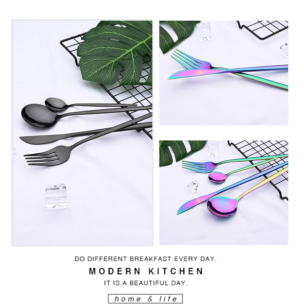 6Set/30Pcs Pink Silver Dinnerware Set Stainless Steel Knife Ckae Fork Spoon Cutlery Set Tableware Silverware Set Dropshipping