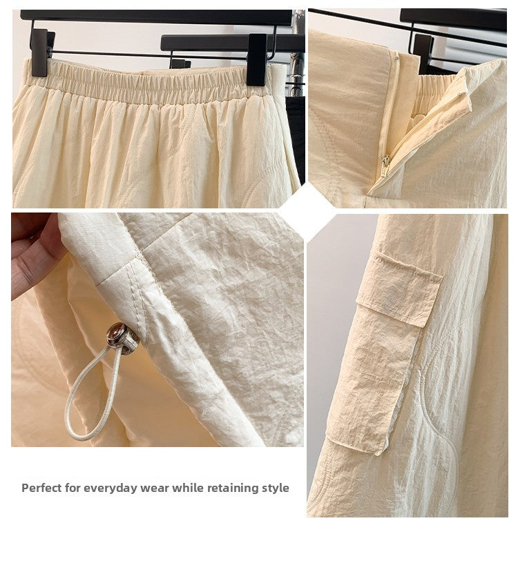 Artistic Long Thiened down Cotton f Skirt plus Size Women's Winter New Sle Fluffy Warm A-Line Skirt Commute Sle