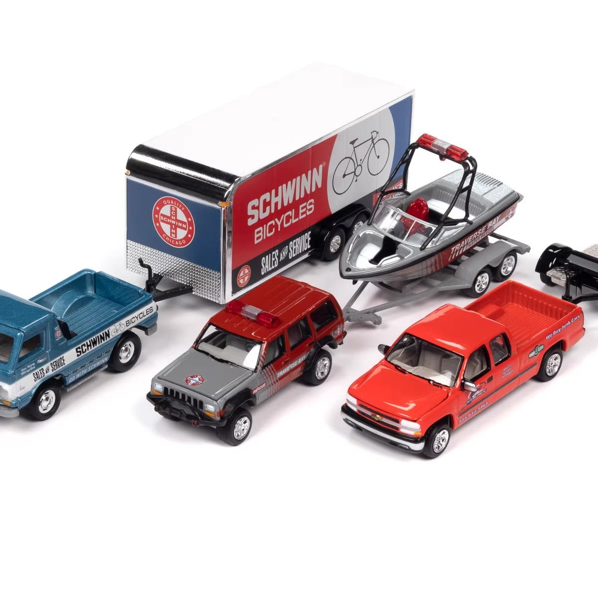 Novo em Estoque Jl 1:64 Ford Toyota Chevy Monte Carlo Transportador de Reboque Liga Miniatura Diecast Modelo Carro de Brinquedo Brinquedos Presente para Crianças