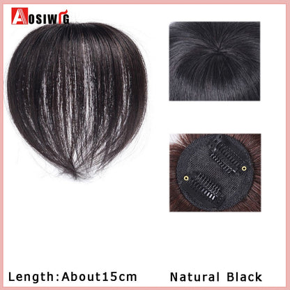 Perucas de cabelo encaracolado sintético AOSI castanho preto, substituição de extensões de cabelo tipo topete, apliques femininos com franja