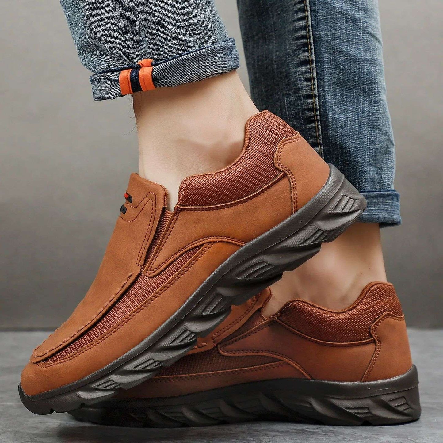 Men Leather Casual Shoes Breathable Loafers Men Sneakers 2024 New Male Comfortable Leather Flat Footwear Sneakers Men Shoes