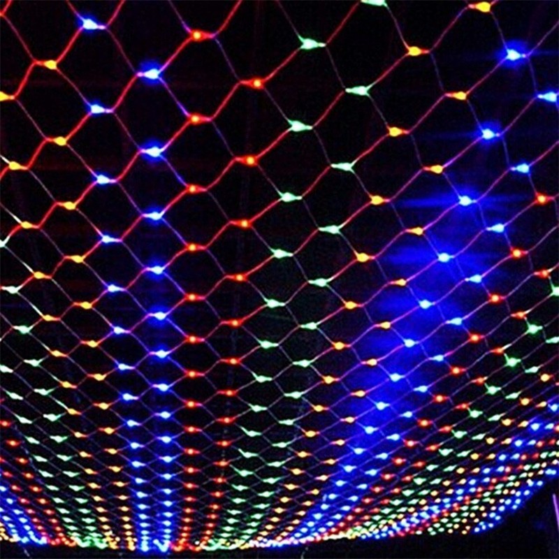 LED Mesh String Lights, 3mX2m String Lights with 8 Modes, European Plug Christmas Outdoor Lights Mesh Fairy Light Garland