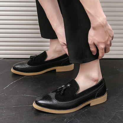 Men Business Dress Casual Fashion Elegant Formal ShoesSlip-on Evening Dress Loafers Party Tassel Leather Shoes Wedding Shoes