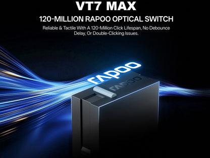 Mouse Gamer Sem Fio Rapoo VT7 MAX /VT7 Taxa de Sondagem Sem Fio Verdadeira de 8K 53g Leve Até 750h de Duração da Bateria