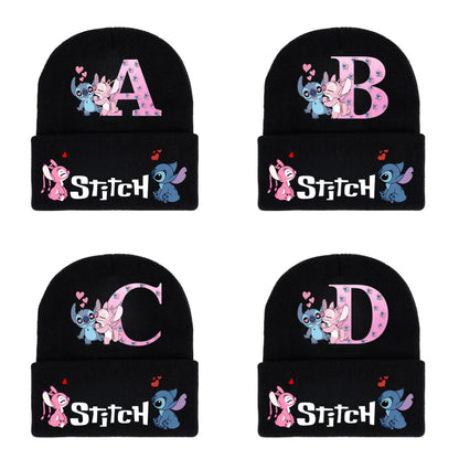 Disney Anime Stitch Chapéu Infantil de Malha com Estampa de Anime para Meninas Touca Gorro Gorro Quente de Malha para Ruas e Áreas Externas Kawaii Presente para Festa de Jogo