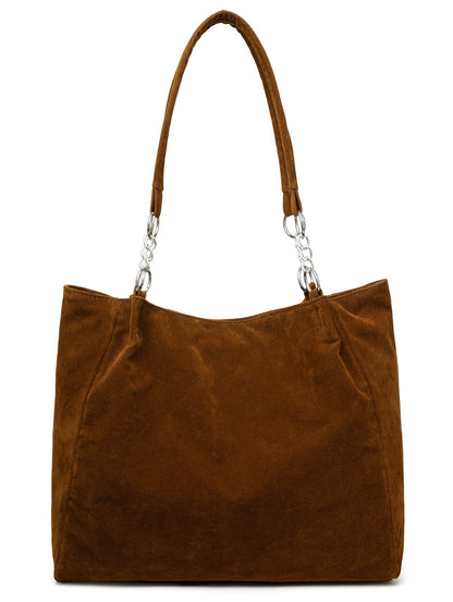 European American Autumn Winter Large Capacity Suede Women's Bag, Vintage Handbags Women Shoulder Bag, Retro Faux Suede Tote Bag