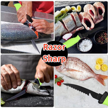 Faca de Pesca para Filetar Desossar Peixe 5 6 7 8 9 Polegadas Faca de Sashimi de Cozinha Antiaderente para Raspar Peixes Faca para Filetar Bainha