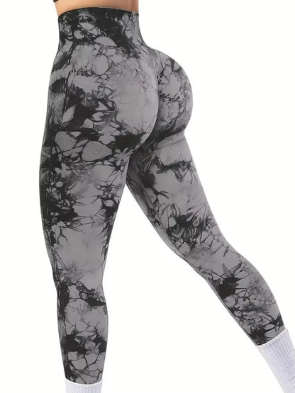Tights Women Tie Dye Leggings High Waist Lifts Butt Tummy Control Push Up Seamless Yoga pants Ladies Workout Gym Clothing